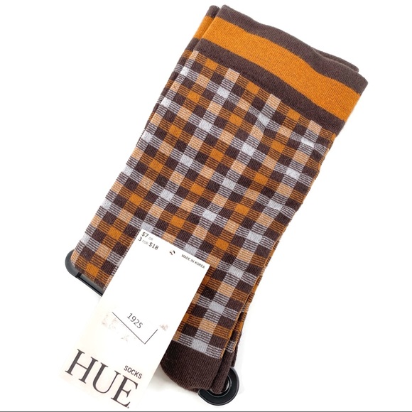 SOLD OUT-Hue Women's Plaid Check Socks - Espresso - Picture 2 of 2